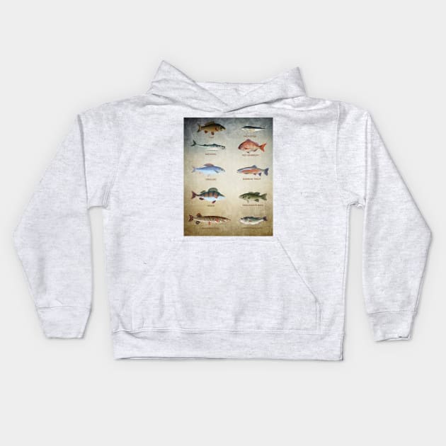 Fish Chart Kids Hoodie by JimDeFazioPhotography